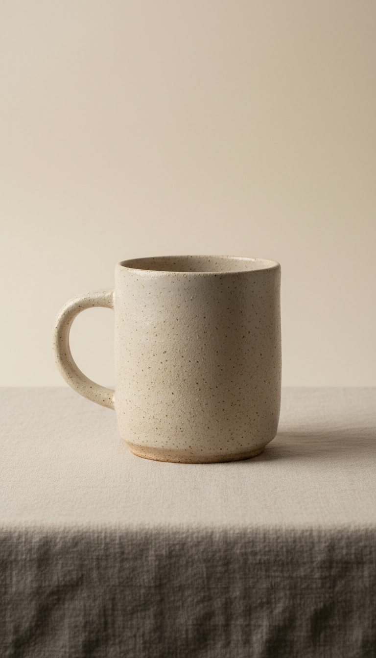 Cream unglazed ceramic mug