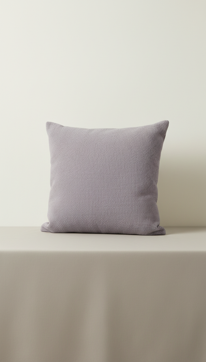 Boucle cushion in dusty lavender
